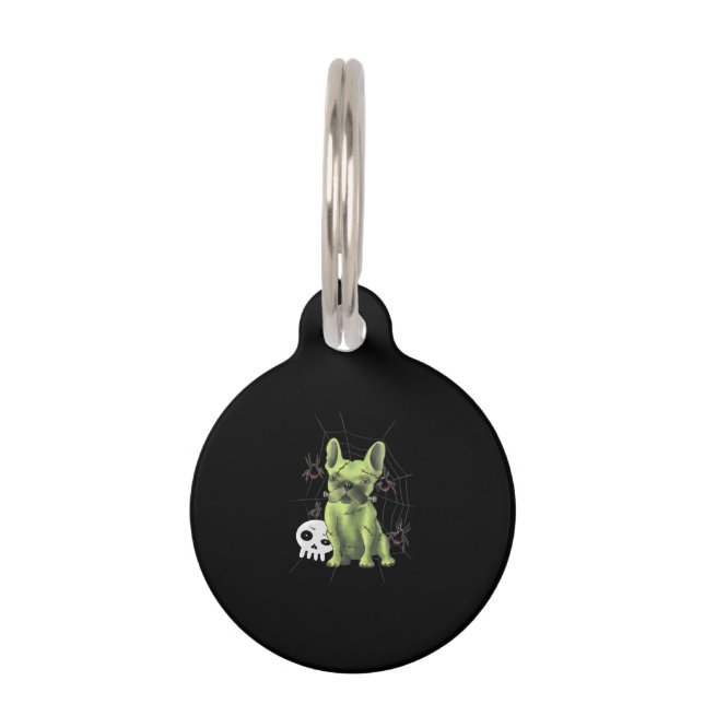 French Bulldog Miserable With Spider Gift Pet Tag (Front)