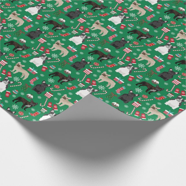 French Bulldog Mixed coats christmas Wrapping Paper (Corner)