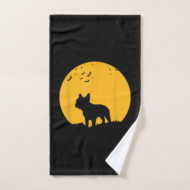 french bulldog moon  halloween inspired design hand towel (Hand Towel)