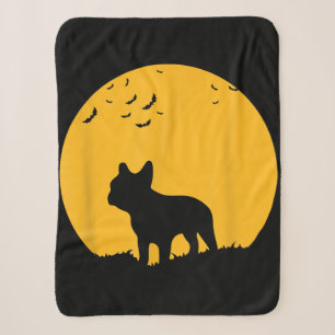 French Bulldog Moon Halloween Inspired Design Sherpa Blanket