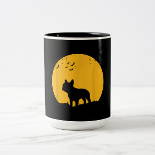 French Bulldog Moon  Halloween Inspired Design Two-Tone Coffee Mug
