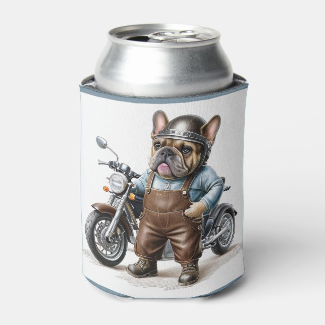 French Bulldog Motorcycle Can Cooler (Can Front)