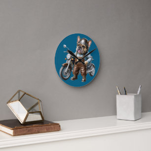 French Bulldog Motorcycle French Bulldog Round Clock