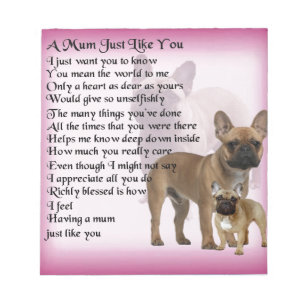 French Bulldog Mum Poem Notepad