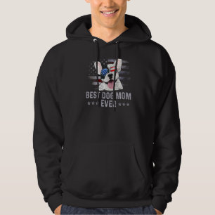 French Bulldog Mum Vintage American Flag Patriotic Hoodie