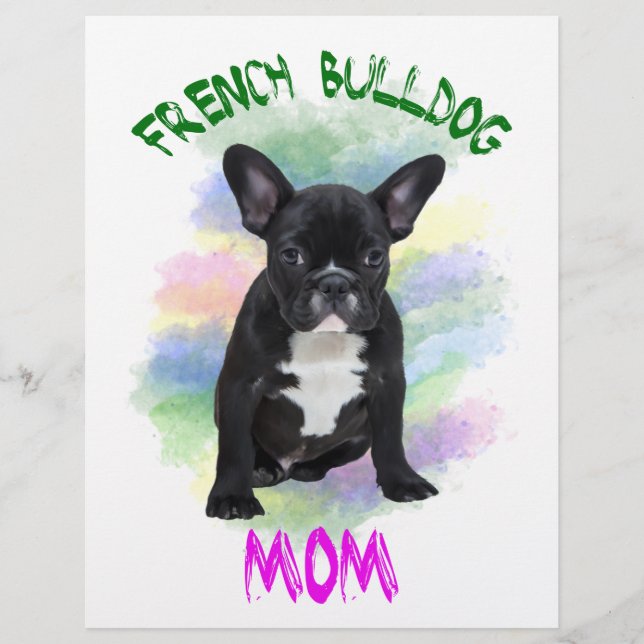 French Bulldog Mum Water Colour Oil Painting Art (Front)