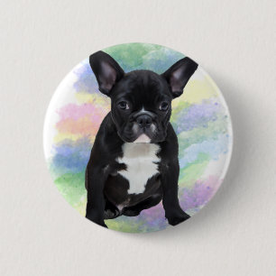 French Bulldog Mum Water Colour Oil Painting Art 6 Cm Round Badge