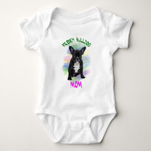 French Bulldog Mum Water Colour Oil Painting Art Baby Bodysuit