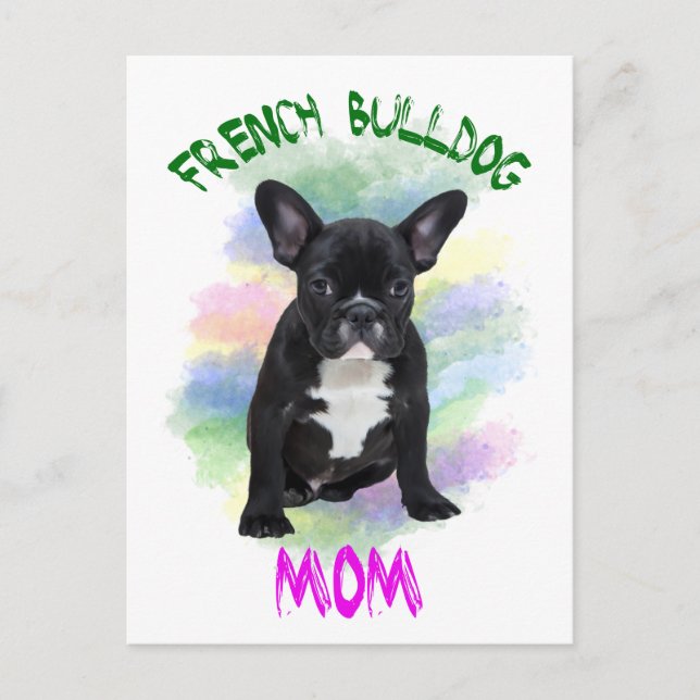 French Bulldog Mum Water Colour Oil Painting Art Postcard (Front)