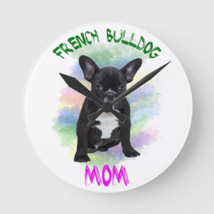 French Bulldog Mum Water Colour Oil Painting Art Round Clock
