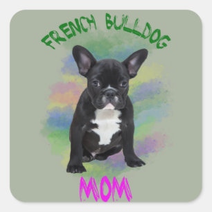 French Bulldog Mum Water Colour Oil Painting Art Square Sticker