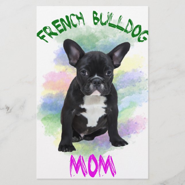 French Bulldog Mum Water Colour Oil Painting Art Stationery (Front)