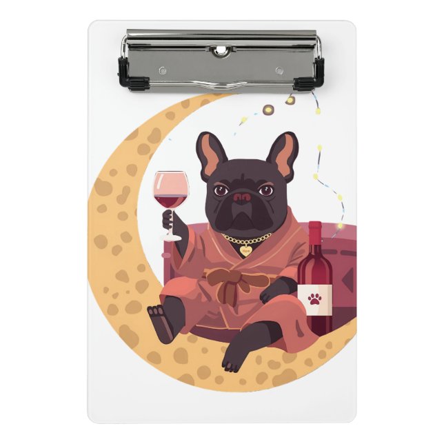 French Bulldog Mum Wine Night Mini Clipboard (Front)