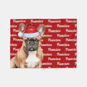 French Bulldog Name Christmas Holiday Fleece Blanket