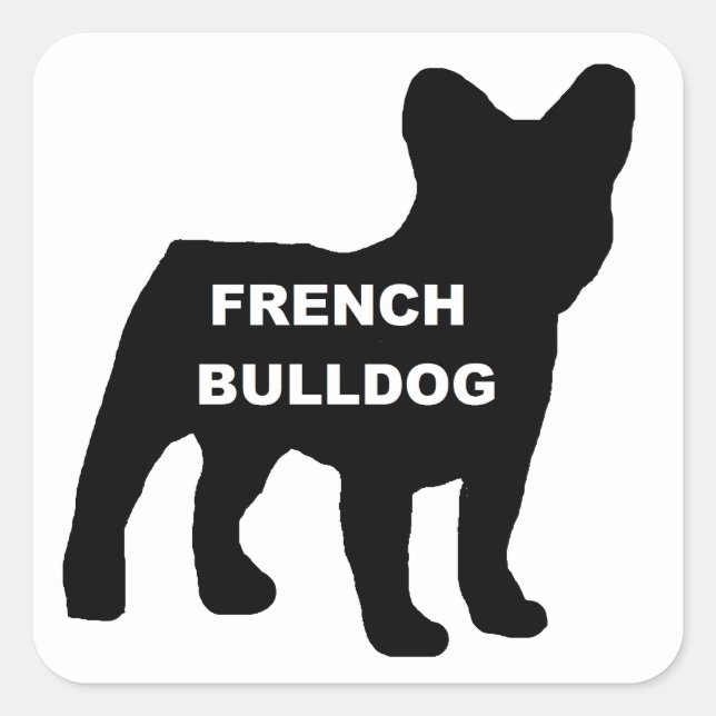 french bulldog name silhouette square sticker (Front)