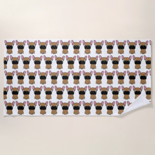 french bulldog new cartoon kawaii fawn beach towel