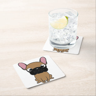 french bulldog new cartoon kawaii fawn square paper coaster