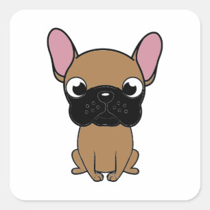 french bulldog new cartoon kawaii fawn square sticker