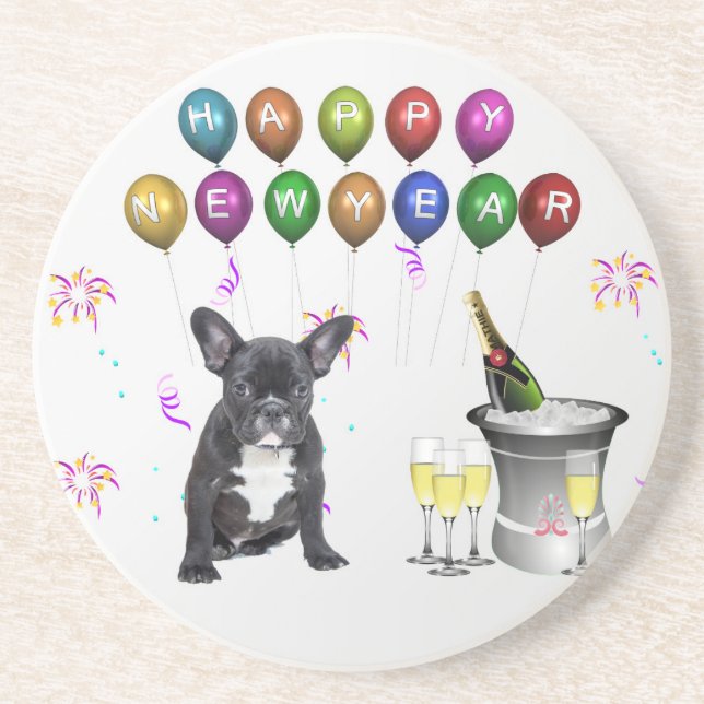 French Bulldog New Year Coaster (Front)