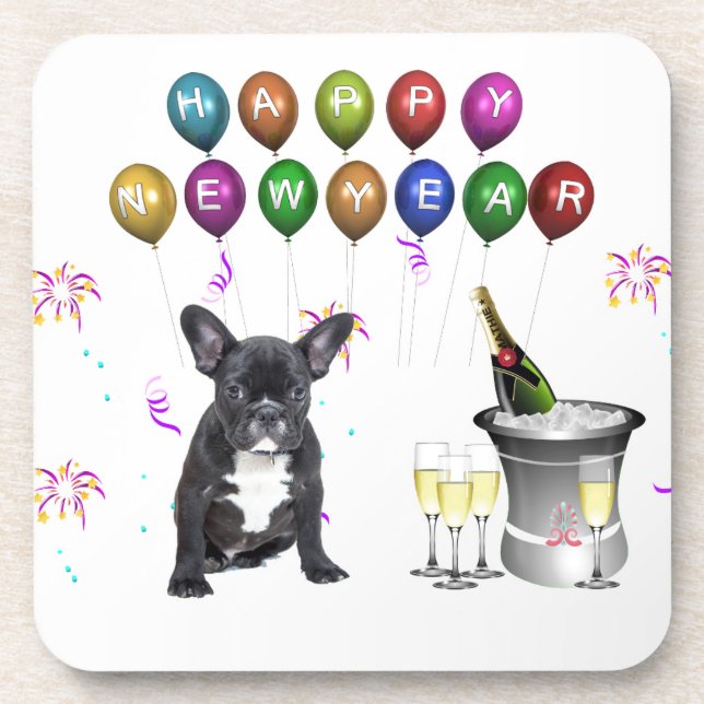 French Bulldog New Year Coaster (Front)