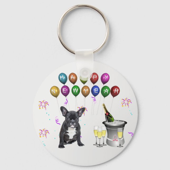 French Bulldog New Year Key Ring (Front)