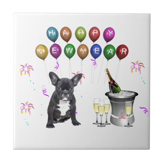 French Bulldog New Year Tile (Front)