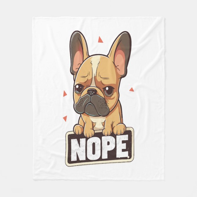 French Bulldog Nope Fleece Blanket (Front)