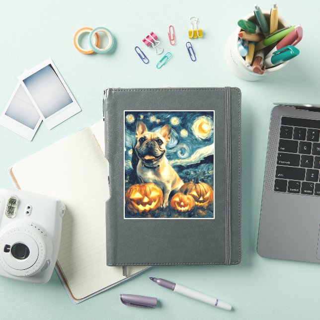French Bulldog of van gogh starry night halloween  (iPad Cover)