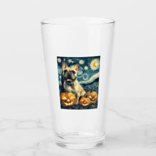 French Bulldog of van gogh starry night halloween  Glass
