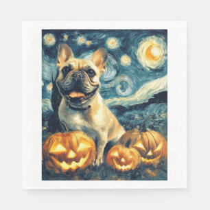 French Bulldog of van gogh starry night halloween  Napkin