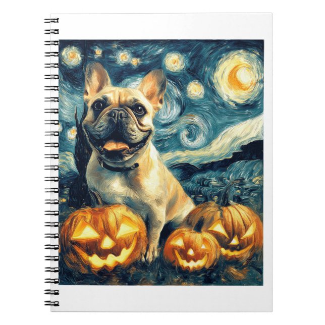 French Bulldog of van gogh starry night halloween  Notebook (Front)