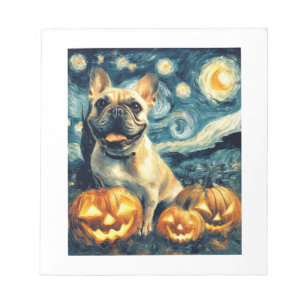 French Bulldog of van gogh starry night halloween Notepad