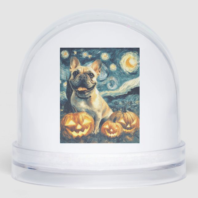 French Bulldog of van gogh starry night halloween  Snowglobe (Front)