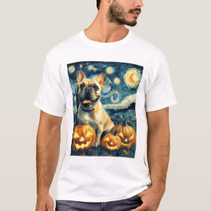 French Bulldog of van gogh starry night halloween  T-Shirt