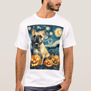 French Bulldog of van gogh starry night halloween  T-Shirt