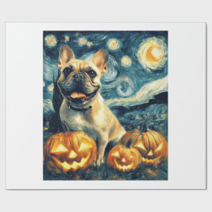 French Bulldog of van gogh starry night halloween Wrapping Paper