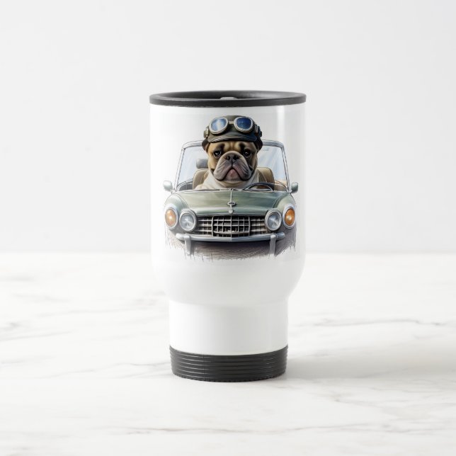 French Bulldog Oldtimer Bulldog Father's Day Travel Mug (Center)