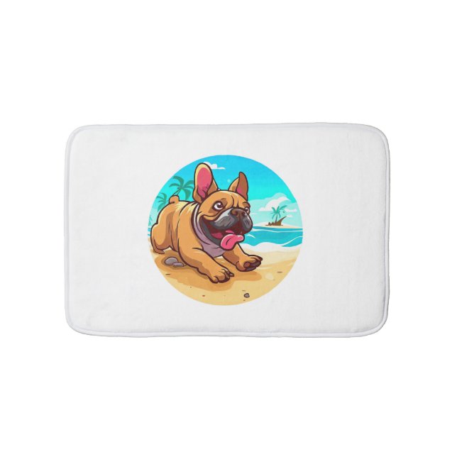 French Bulldog on a Beach Bath Mat (Front)