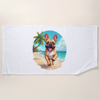 French Bulldog on a Beach Beach Towel