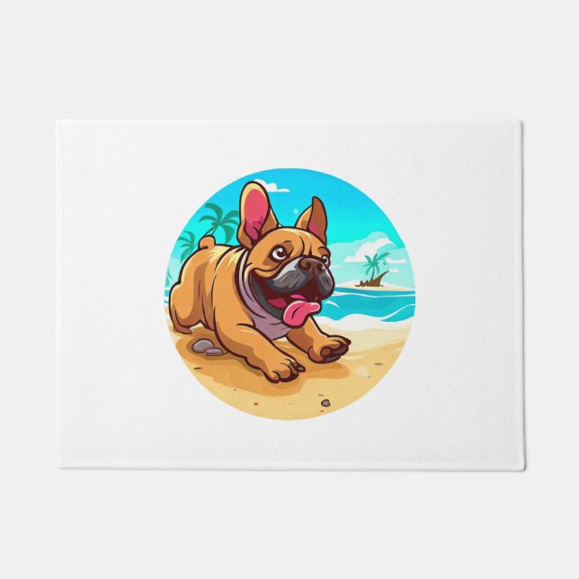 French Bulldog on a Beach Doormat (Front)