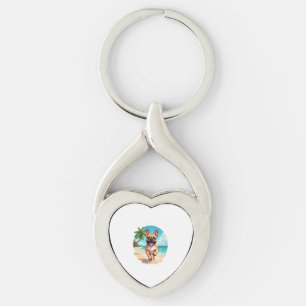 French Bulldog on a Beach Key Ring