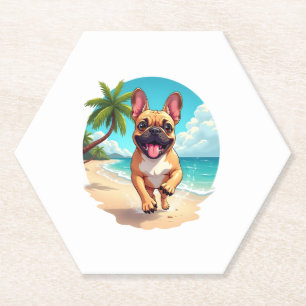 French Bulldog on a Beach Paper Coaster