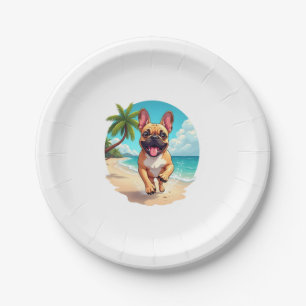 French Bulldog on a Beach Paper Plate