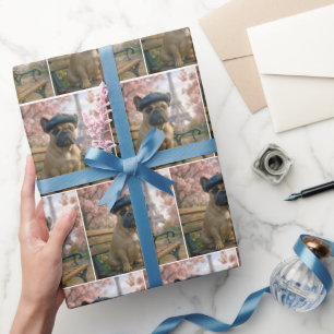 French Bulldog On a Paris Park Bench Wrapping Paper