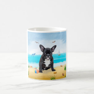 French Bulldog on Beach Coffee Mug