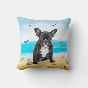 french bulldog on Beach  Cushion