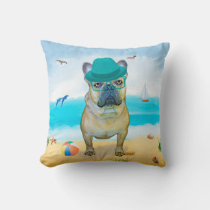 French Bulldog on Beach Cushion