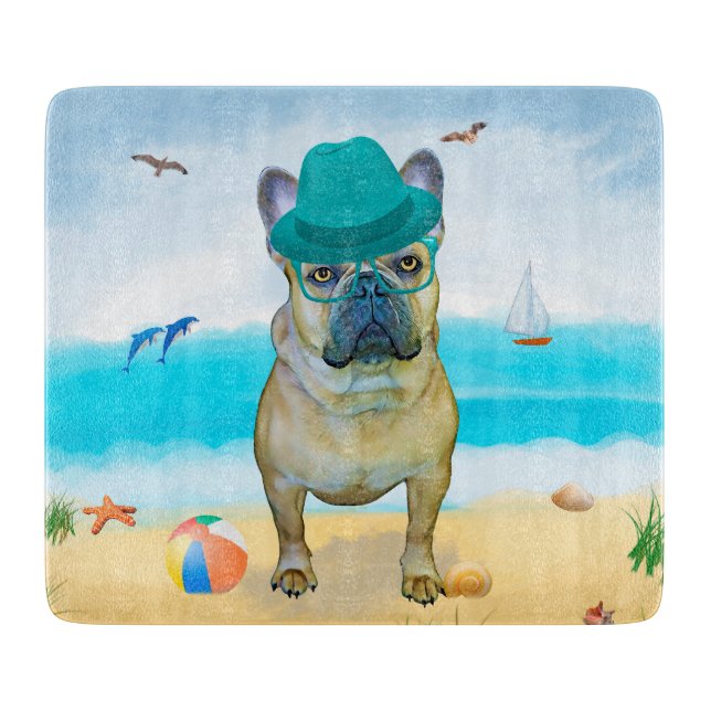 French Bulldog on Beach Cutting Board (Front)