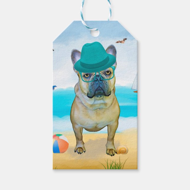 French Bulldog on Beach Gift Tags (Front)