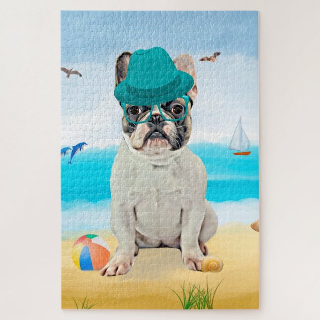 French Bulldog on Beach Jigsaw Puzzle (Vertical)